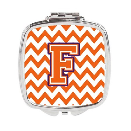 Carolines Treasures Letter F Chevron Orange and Regalia Compact Mirror CJ1062-FSCM